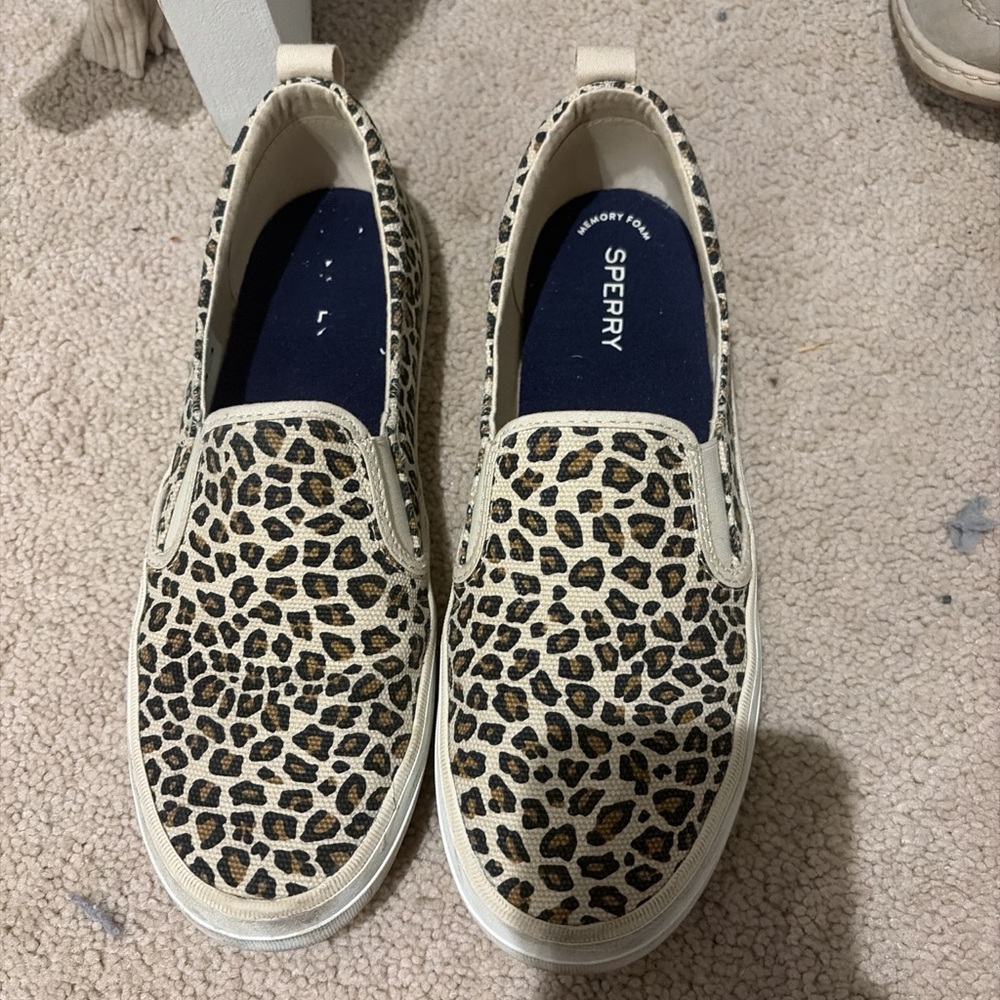 Sperry Animal Print Canvas Slip-Ons